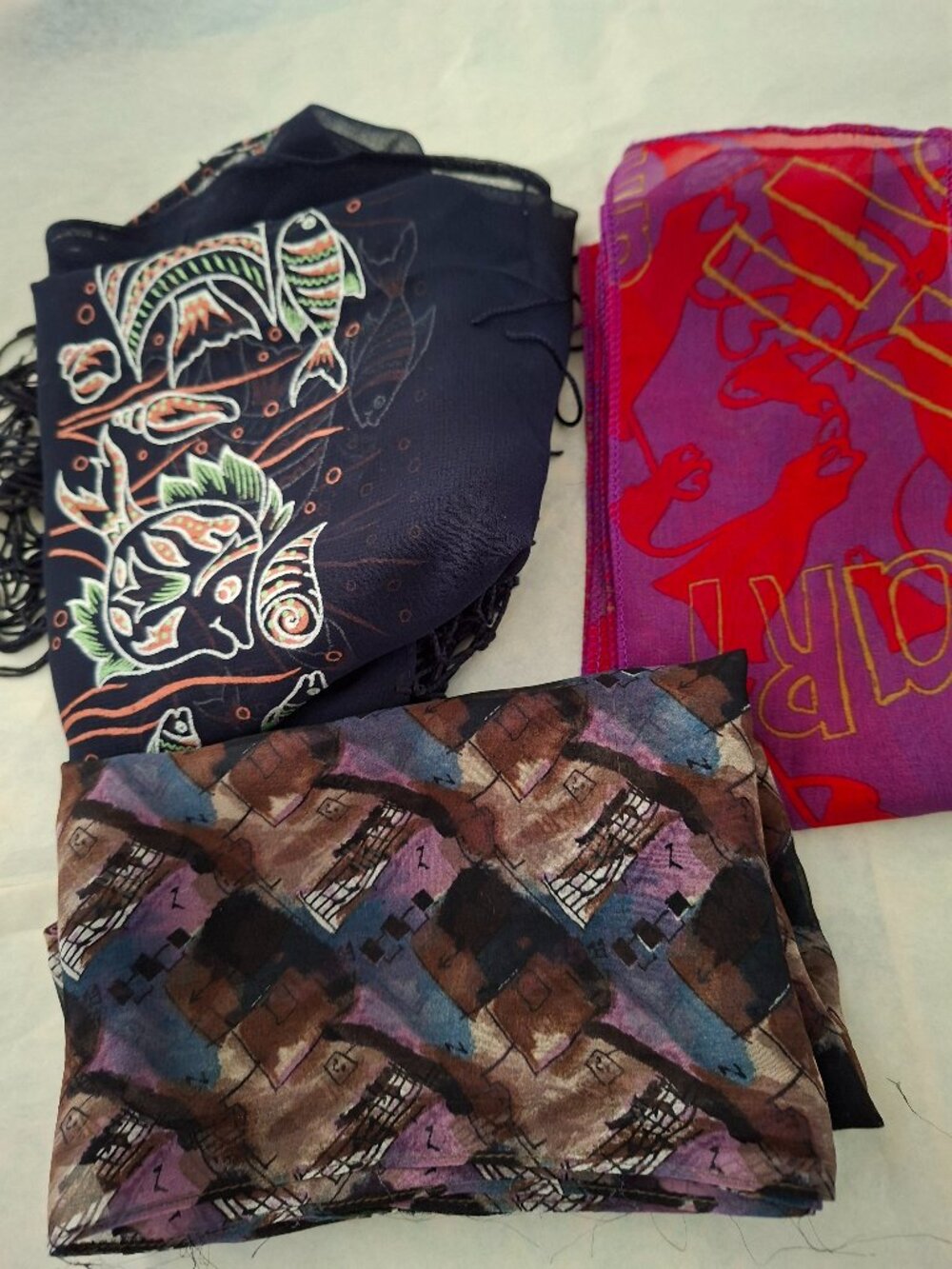 Jerry Garcia Collection Chiffon Silk, Truth Earth, & Hand Painted Hawaii Scarves